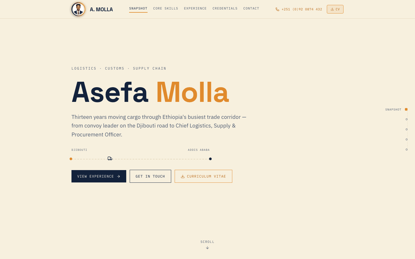 Asefa Molla interface preview
